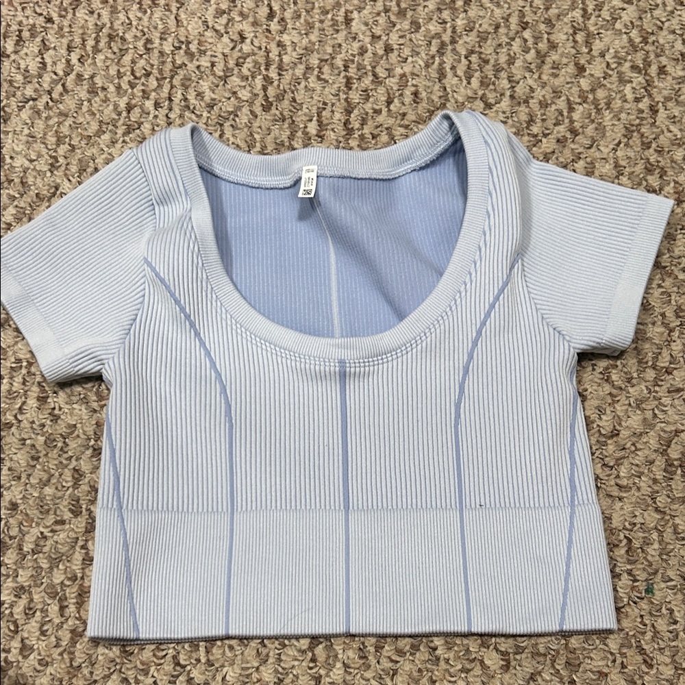 Aerie Light Blue Ribbed crop top